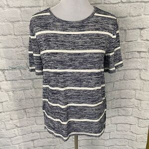Banana Republic women M luxespun scoopneck short sleeve stripe blouse